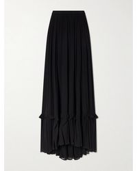 Saint Laurent - Ruffled Silk-Crepon Maxi Skirt - Lyst