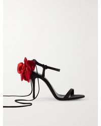 Magda Butrym - Appliquéd Lace-Up Satin Sandals - Lyst