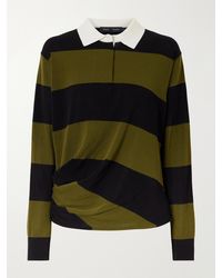 Proenza Schouler - Corinna Striped Cotton-Knit Polo Shirt - Lyst