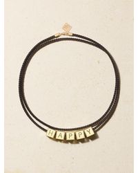 Lauren Rubinski - 14-Karat, Enamel And Leather Necklace - Lyst