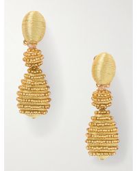 Oscar de la Renta - Beaded-Tone Clip Earrings - Lyst