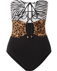 Karla Colletto Osa Badeanzug Mit Animal-print Und Schnürung - Schwarz