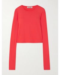 ÉTERNE - Long Sleeve Baby Tee Cotton And Modal-Blend Jersey T-Shirt - Lyst