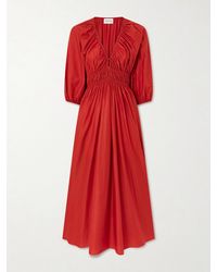 Matteau - Shirred Organic Cotton-Poplin Maxi Dress - Lyst
