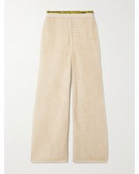 Escvdo - Atuq Fringed Open-Knit Cotton Wide-Leg Pants - Lyst