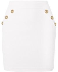 Balmain Rock Aus Jacquard-strick Mit Zierknöpfen - Weiß
