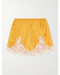 Doen - Iona Lace-Trimmed Silk-Satin Shorts - Lyst