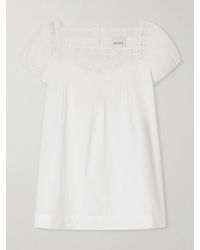 Posse - Veda Broderie Anglaise-Trimmed Organic Cotton-Poplin Top - Lyst
