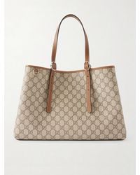 Gucci - Gg Emblem Leather-Trimmed Coated Canvas-Jacquard Tote - Lyst