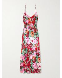 Olivia Von Halle - Garbo Floral-Print Silk-Satin Nightdress - Lyst