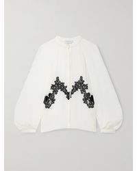 Gabriela Hearst - Yately Lace-Trimmed Silk-Chiffon Blouse - Lyst