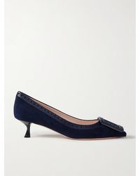 Roger Vivier - Escarpins En Daim À Finitions En Cuir Perforé Et À Boucles Viv - Lyst