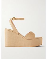 Gianvito Rossi - 60 Raffia Platform Wedge Sandals - Lyst