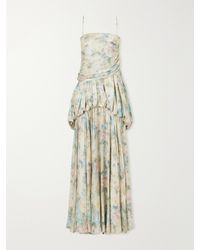 Zimmermann - Clash Billow Cut-Out Floral-Print Silk-Satin Maxi Dress - Lyst