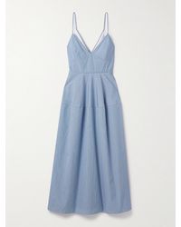 Co. - Basque Striped Tton-Poplin Midi Dress - Lyst