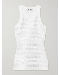 The Attico - Tanktop Aus Baumwolle Mit Kristallen - Lyst