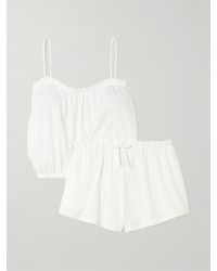 Skin - Celeste Pyjama Aus Bio-Pima-Baumwoll-Jersey Mit Rüschen - Lyst