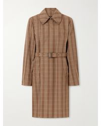 Wales Bonner - Linear Belted Checked Wool-Canvas Coat - Lyst