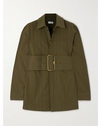 Burberry - Chemise En Popeline De Coton À Fines Rayures Et À Ceinture - Lyst