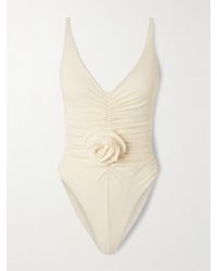Magda Butrym - Appliquéd Ruched Swimsuit - Lyst