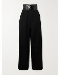 Alaïa - Archetypes Belted Wool-Blend Gabardine Wide-Leg Pants - Lyst