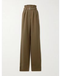 Dries Van Noten - Belted Pleated Wool And Mohair-Blend Jersey Wide-Leg Pants - Lyst