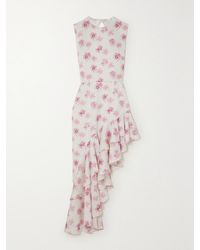 Les Rêveries - Open-Back Asymmetric Floral-Print Satin Midi Dress - Lyst