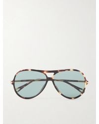 Chloé - Tubolar Aviator-Style Recycled Tortoiseshell Acetate Sunglasses - Lyst