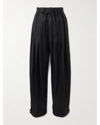Jil Sander - Hose Mit Weitem Bein Aus Glänzendem Twill Mit Falten - Lyst