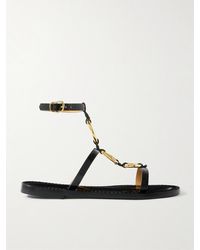 Amanu - The Bazaruto Embellished Croc-Effect Leather Sandals - Lyst