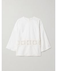 Zimmermann - Maxine Crochet-Trimmed Cotton-Piqué Top - Lyst