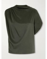 Twp - Wish You Would Asymmetric Gathered Silk-Blend Charmeuse Blouse - Lyst