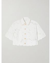 Zimmermann - Mahon Cropped Embroidered Cotton Top - Lyst