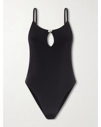 SARA CRISTINA - Pearl Embellished Ribbed Swimsuit - Lyst