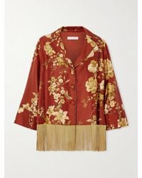 Borgo De Nor - Calliope Fringed Floral-Print Silk-Twill Shirt - Lyst