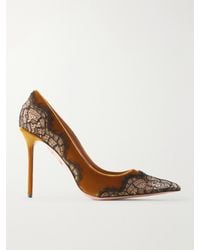 Aquazzura - Meadow 105 Lace-Trimmed Velvet Pumps - Lyst