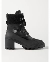 Moncler - Corinne Leather And Faux Shearling-Trimmed Rubber Ankle Boots - Lyst