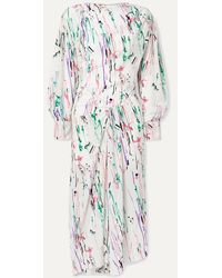 Isabel Marant Bernadette Drapiertes Midikleid Aus Bedrucktem Crêpe Aus Einer Seidenmischung - Weiß