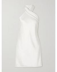 Galvan London - Pandora Tie-Detailed Satin Halterneck Mini Dress - Lyst
