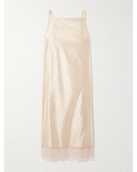 Carven - Chantilly Lace-Trimmed Satin Midi Dress - Lyst