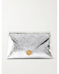 Dries Van Noten - Metallic Crinkled-Leather Clutch - Lyst