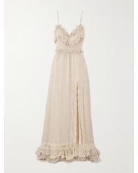 Valentino Garavani - Lace-Trimmed Ruffled Polka-Dot Silk-Georgette Gown - Lyst