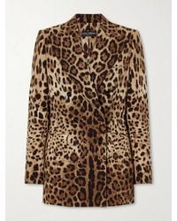 Dolce & Gabbana - Leopard-Print Wool Blazer - Lyst