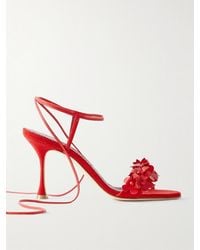 Manolo Blahnik - Anista 90 Leather-Trimmed Suede Sandals - Lyst
