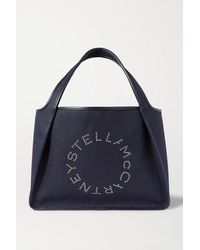 Stella McCartney Tote Aus Leinen-canvas Mit Ösen Und Kunstlederbesätzen - Blau