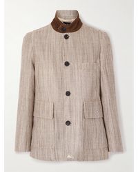 Loro Piana - Suede-Trimmed Silk And Linen-Blend Jacket - Lyst