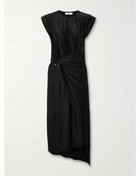 Rabanne - Embellished Asymmetric Draped Satin-Jersey Midi Dress - Lyst