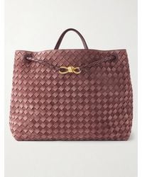 Bottega Veneta - Andiamo Large Leather-Trimmed Intrecciato Suede Tote - Lyst