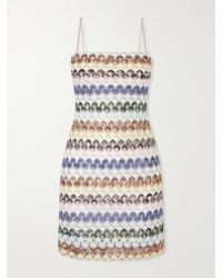 Missoni - Striped Metallic Crochet-Knit Mini Dress - Lyst