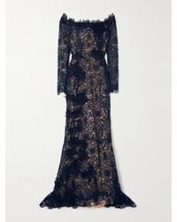 Oscar de la Renta - Off-The-Shoulder Appliquéd Guipure Lace Gown - Lyst